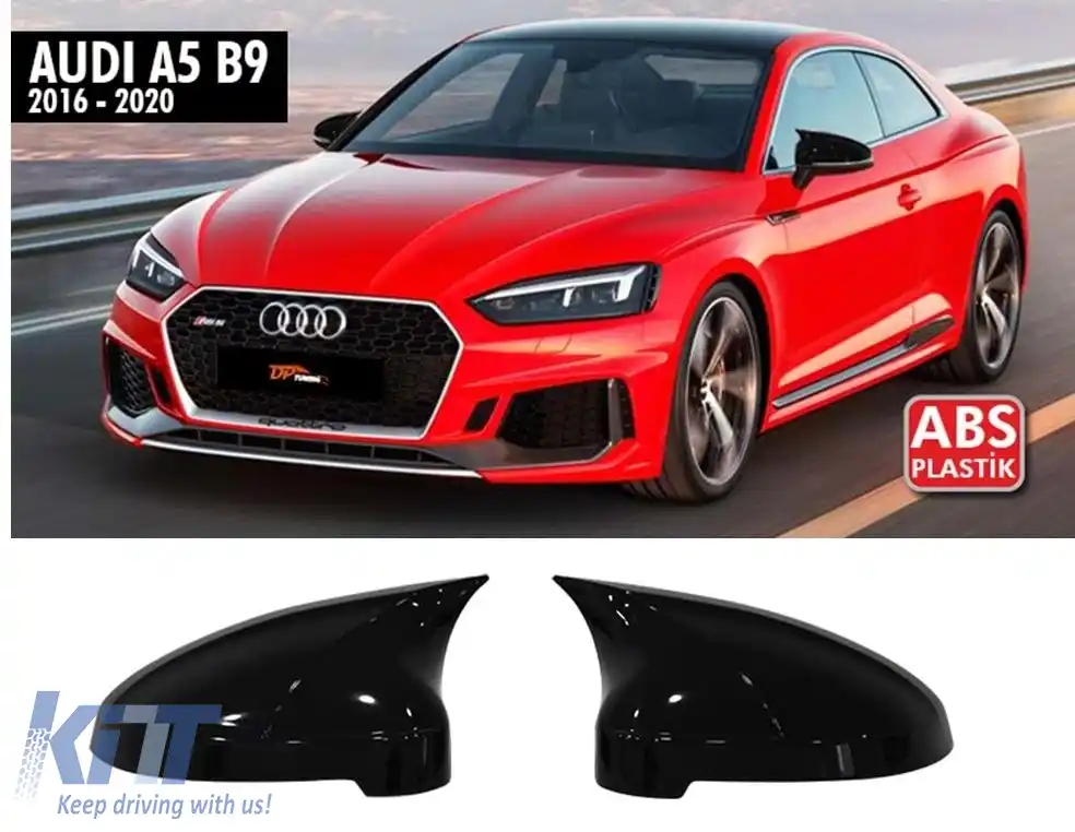 Capace pentru oglinzi design Batman potrivite pentru Audi A5 2016-2021 lac negru piano-image-6261026