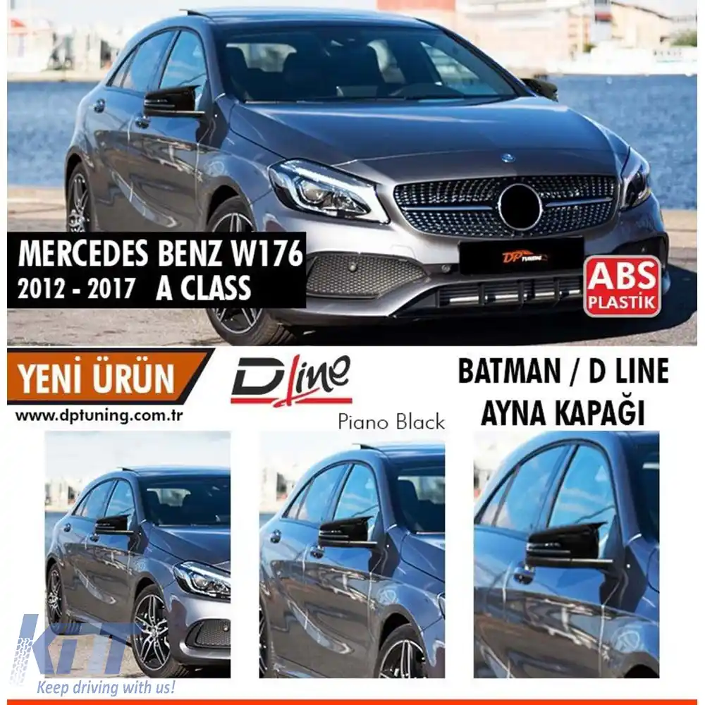 image-44-Capacul oglinzii Batman pentru A Class W176 în negru lucios / 2012-2018