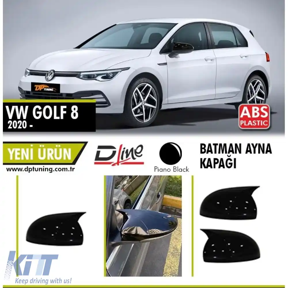 image-3-Capacul oglinzii Batman pentru Golf Mk8 în negru lucios / 2020 -