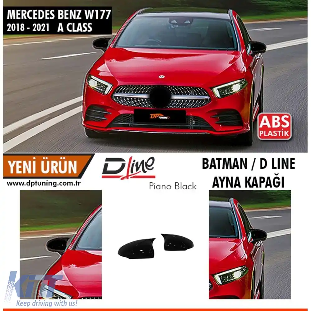 image-49-Capacul oglinzii Batman potrivit pentru A Class W177 în negru lucios / 2018-2021