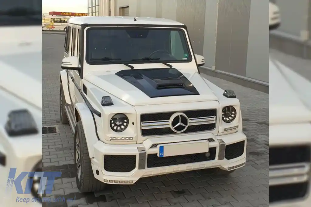 Capotă cu design Brabus, potrivită pentru Mercedes G-class W463 1989-2017, negru lucios-image-6265521
