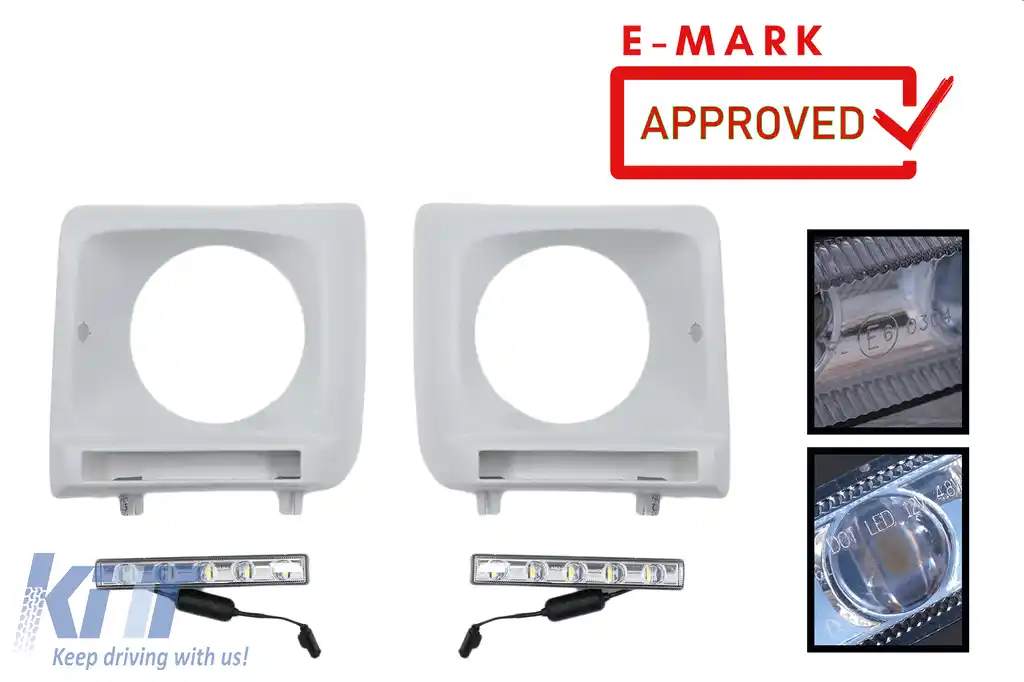Carcasa faruri cu Lumini de zi dedicate LED DRL compatibil cu Mercedes G-Class W463 (2002-2018) G65 Design Crom