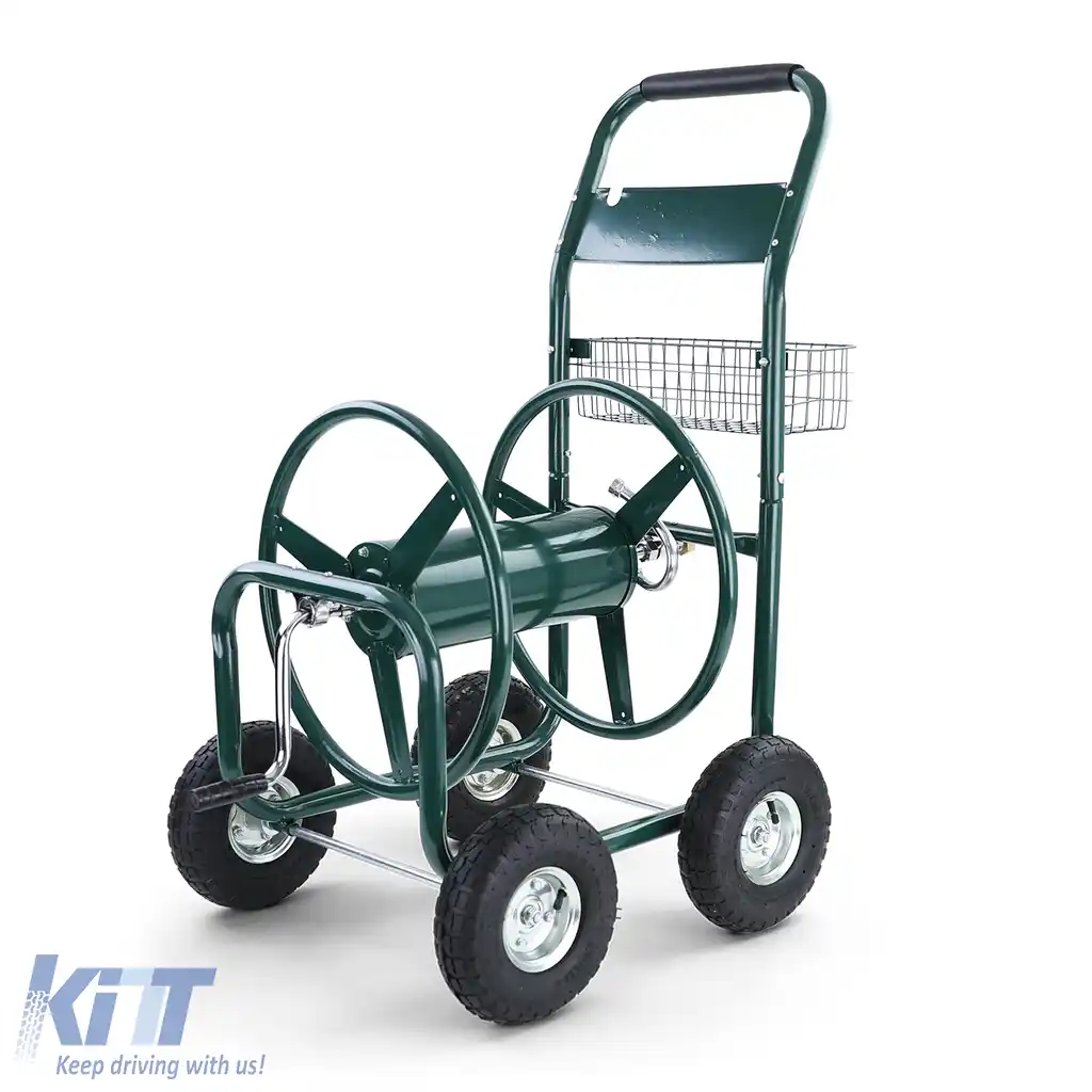 Carucior cu furtun Carucior manual cu manivela Verde până la 106m furtun de grădină