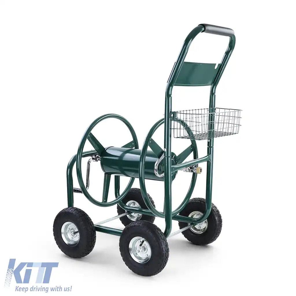 Carucior cu furtun Carucior manual cu manivela Verde până la 106m furtun de grădină-image-6199451