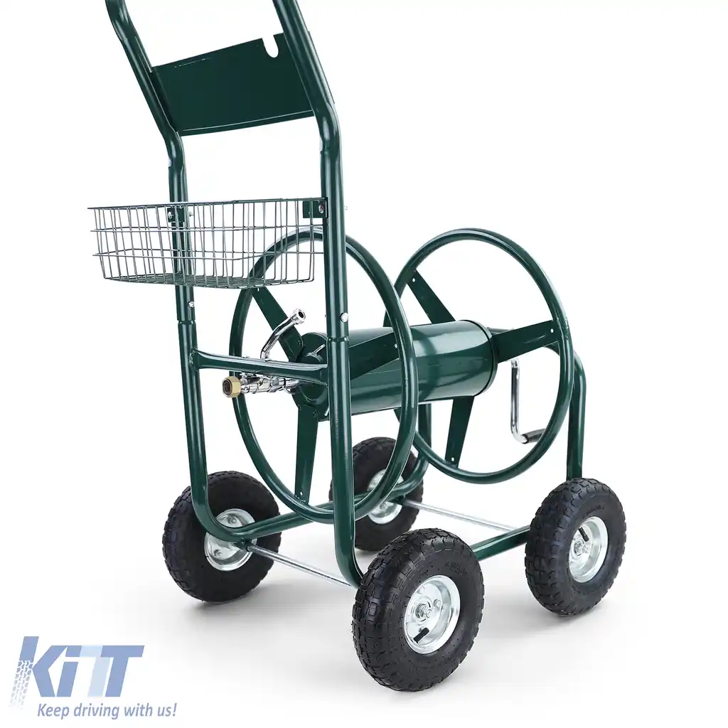 Carucior cu furtun Carucior manual cu manivela Verde până la 106m furtun de grădină-image-6199452