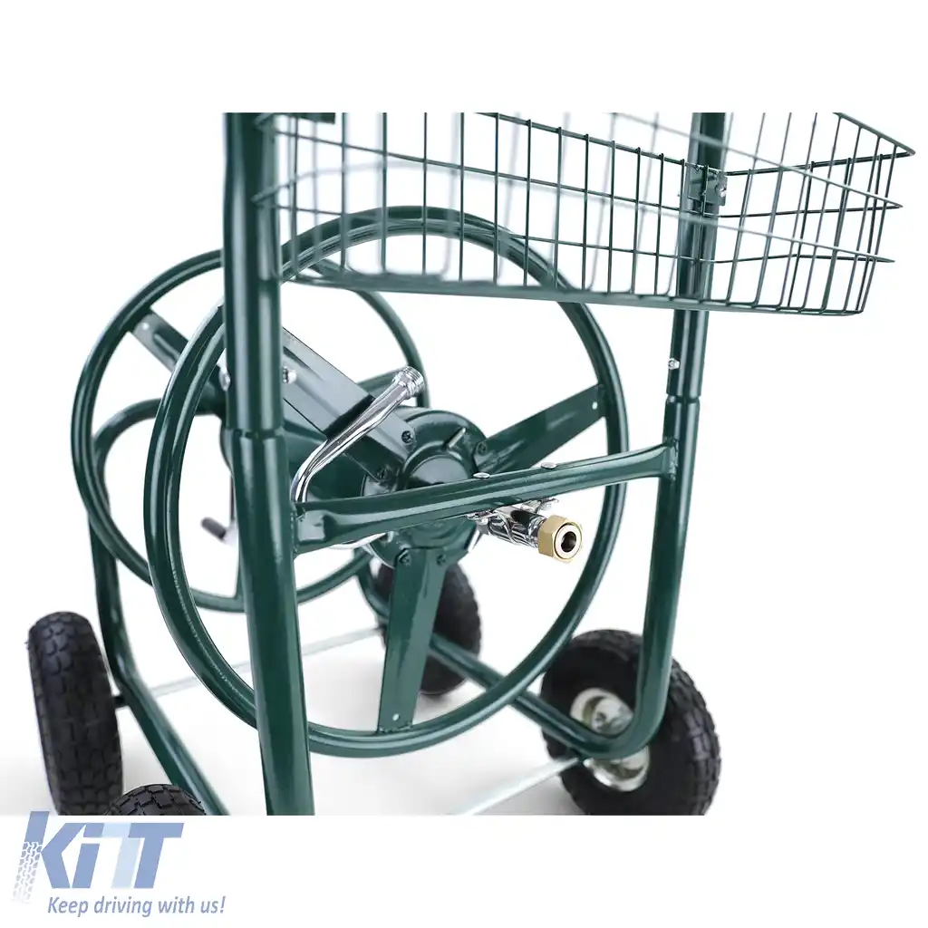 Carucior cu furtun Carucior manual cu manivela Verde până la 106m furtun de grădină-image-6199453