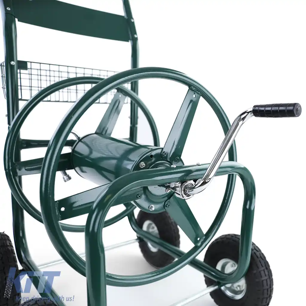 Carucior cu furtun Carucior manual cu manivela Verde până la 106m furtun de grădină-image-6199454