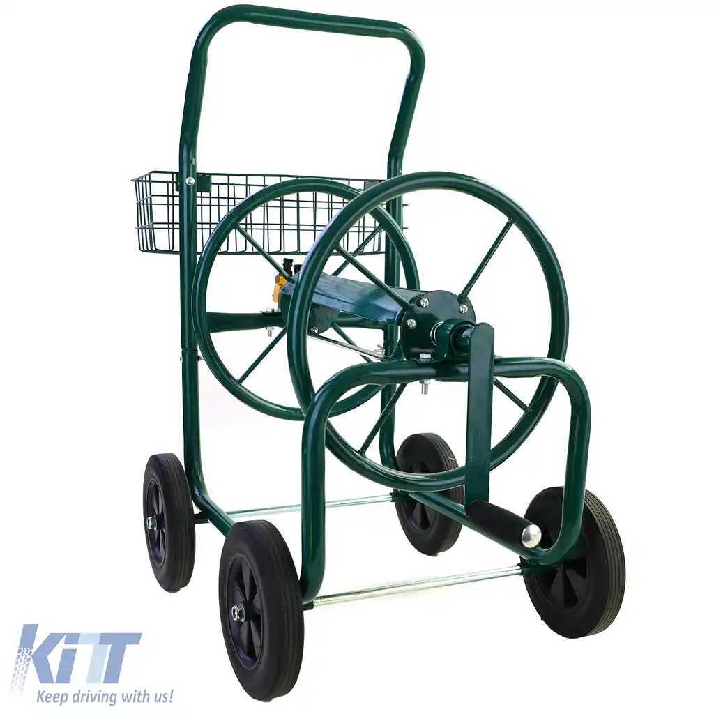 Carucior cu furtun, carucior manual verde cu suport pentru furtun de gradina de pana la 60m-image-6198905