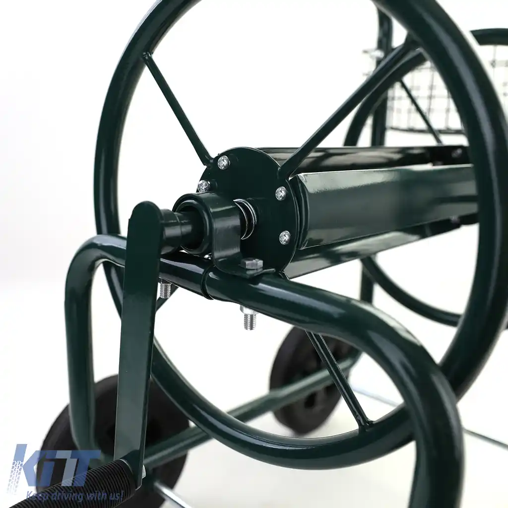 Carucior cu furtun, carucior manual verde cu suport pentru furtun de gradina de pana la 60m-image-6198908