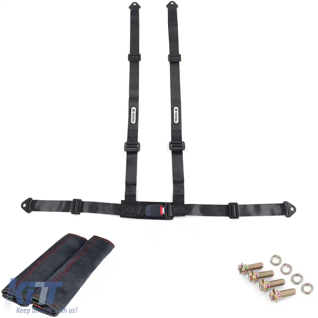 image-41-Centura de siguranță Tenzo-R Sport cu 4 puncte de prindere, cu pernă pentru centură, set negru