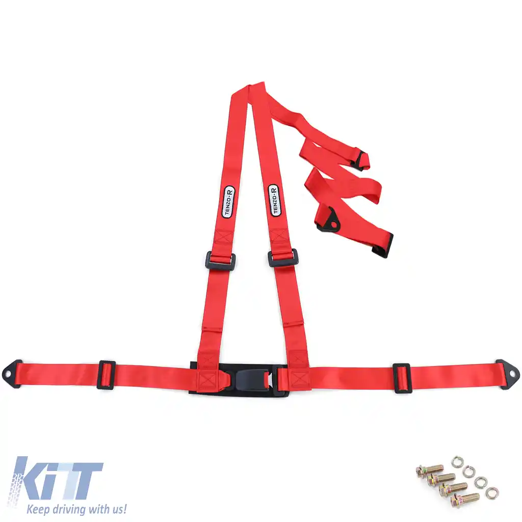 Centura de siguranță Tenzo-R Sport Harness Belt 3 puncte roșie cu marcaj E
