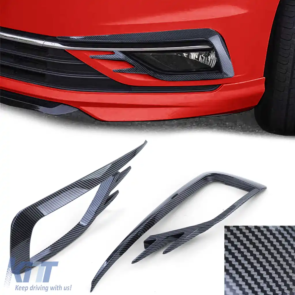 Cercuri pentru lumini de ceață cu aspect de carbon lucios, potrivite pentru VW Golf 7 17-20