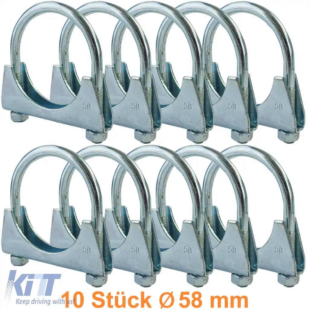 Clamă de evacuare U-bolt de 58mm, clamă de țeavă universală, 10 bucăți