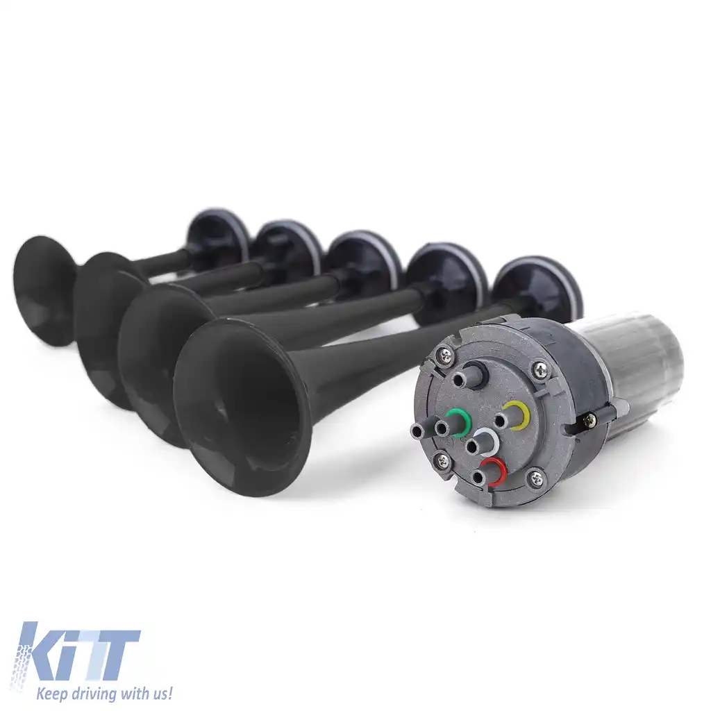 Claxon de barcă cu 5 tonuri La Cucaracha cu compresor negru 118dB 12 volți-image-6200476