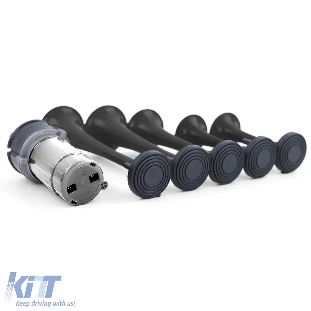 Claxon de barcă cu 5 tonuri La Cucaracha cu compresor negru 118dB 12 volți-image-6200477