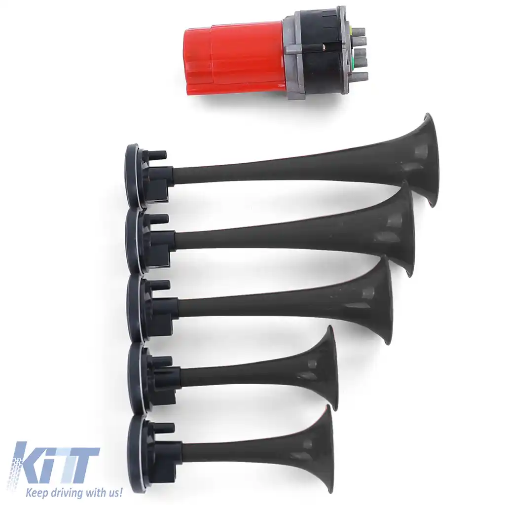 Claxon de barcă cu 5 tonuri, melodie General Lee, cu compresor, negru, 12 volți-image-6199643