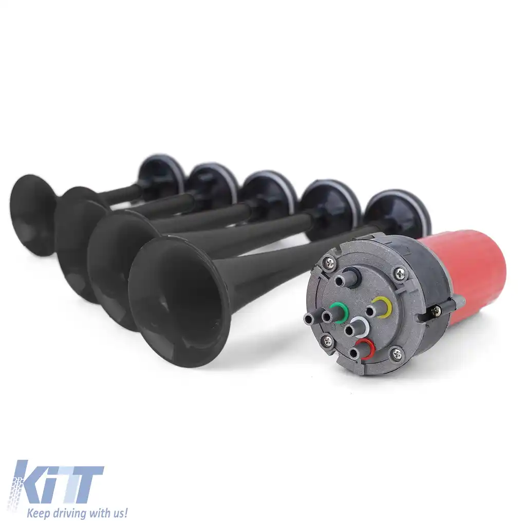 Claxon de barcă cu 5 tonuri, melodie General Lee, cu compresor, negru, 12 volți-image-6199644