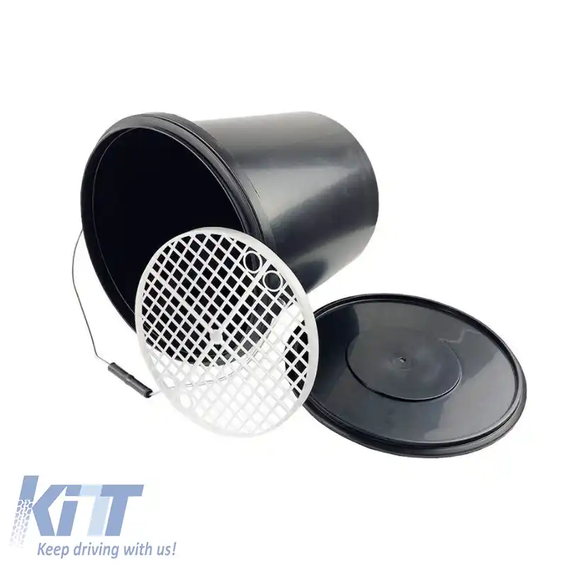 Căldare de Spălare Rotundă cu Grilaj de Murdărie Neagră cu Capac 18Lt Feral-image-6310154