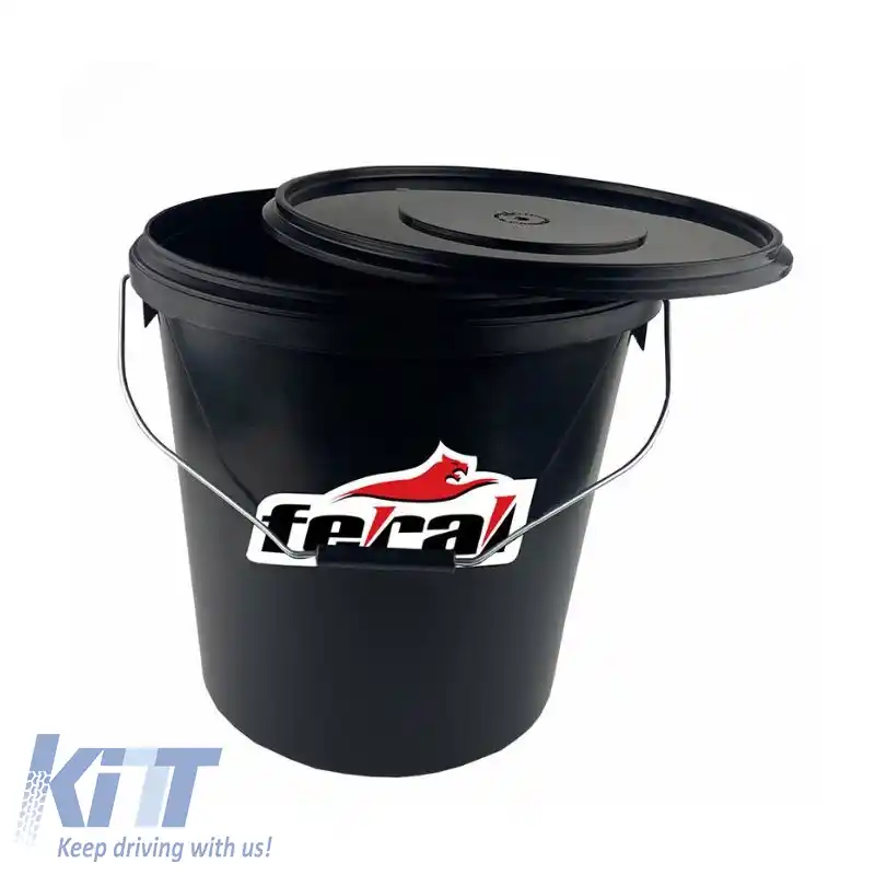 Căldare de Spălare Rotundă cu Grilaj de Murdărie Neagră cu Capac 18Lt Feral-image-6310156