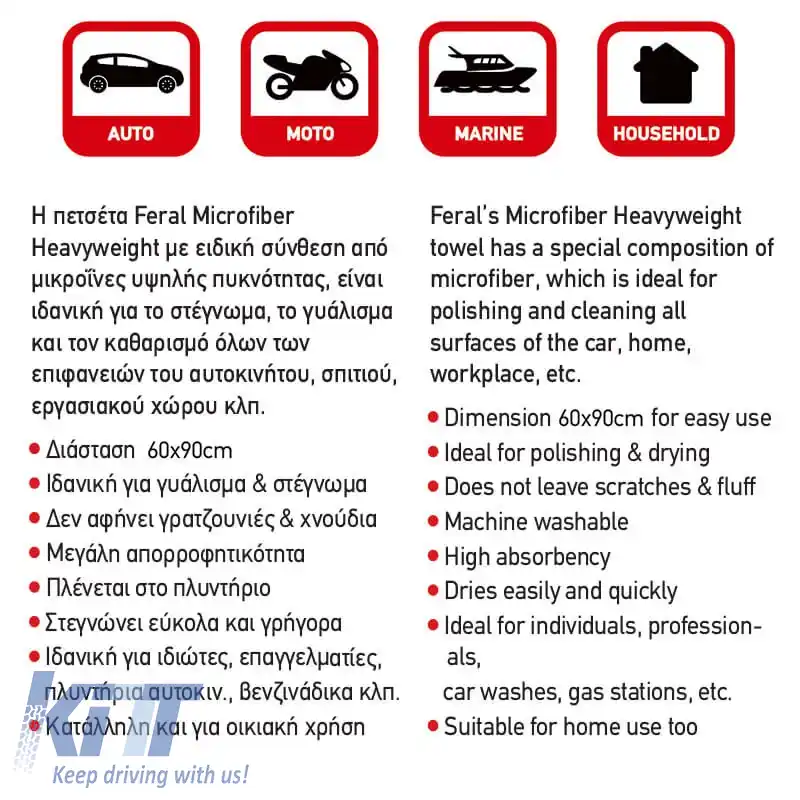 Cloș Microfibra Feral Detailing Pro 60x90cm 600gsm Portocalie 1 Bucată-image-6320839