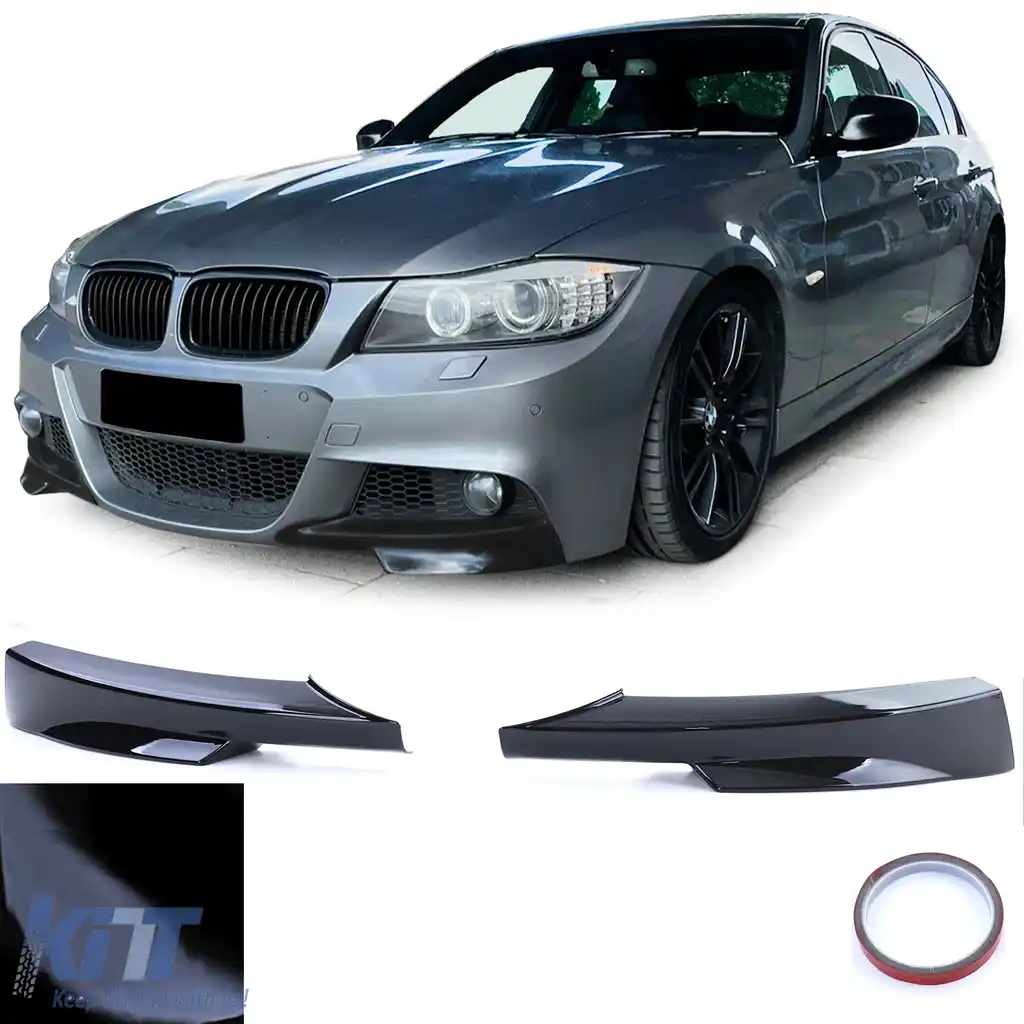 Colțuri de splitter pentru spoiler frontal, lucios, potrivite pentru BMW Seria 3 E90 E91 08-12