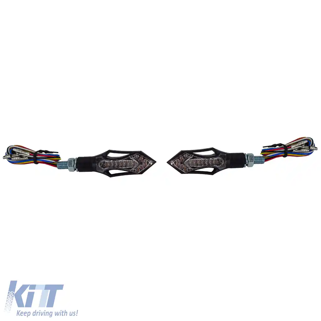Combo de lumini LED pentru motocicletă, indicator și stop, negru transparent, pereche cu marcaj E-image-6258529