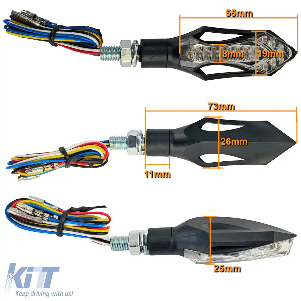 Combo de lumini LED pentru motocicletă, indicator și stop, negru transparent, pereche cu marcaj E-image-6258531