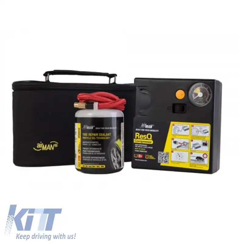 Compresor de aer AirMan ResQ potrivit pentru utilizare cu manometru și sigilant pentru anvelope 450ml 71-051-image-6293805