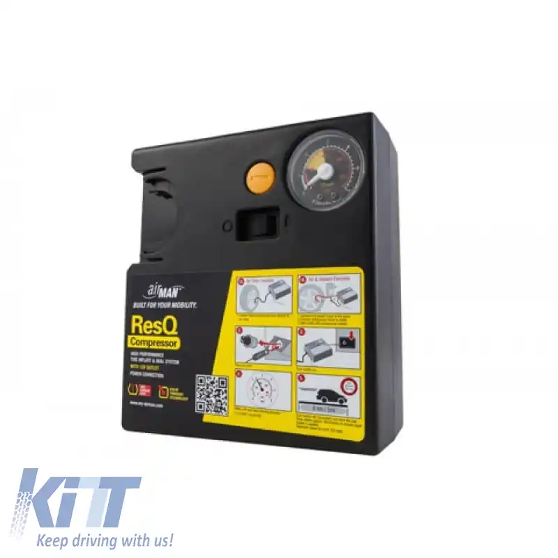 Compresor de aer AirMan ResQ potrivit pentru utilizare cu manometru și sigilant pentru anvelope 450ml 71-051-image-6293807
