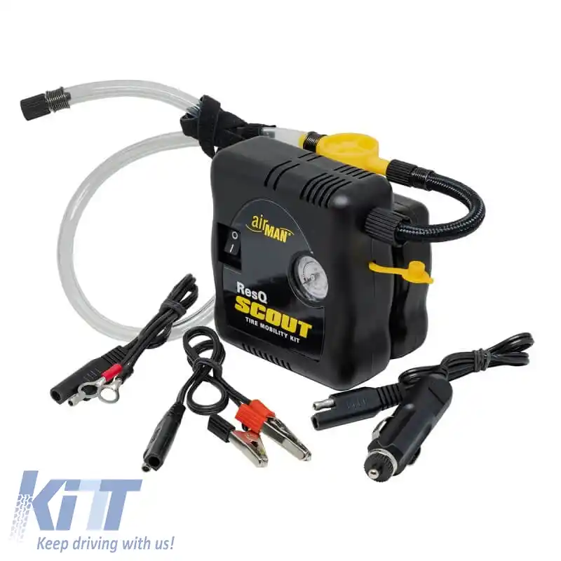 Compresor de aer AirMan ResQ Scout VT 12V cu manometru și sigilant pentru anvelope 100ml 76-086-005-image-6293833