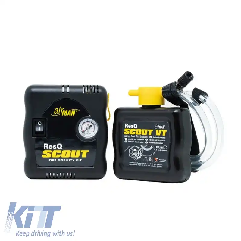 Compresor de aer AirMan ResQ Scout VT 12V cu manometru și sigilant pentru anvelope 100ml 76-086-005-image-6293835