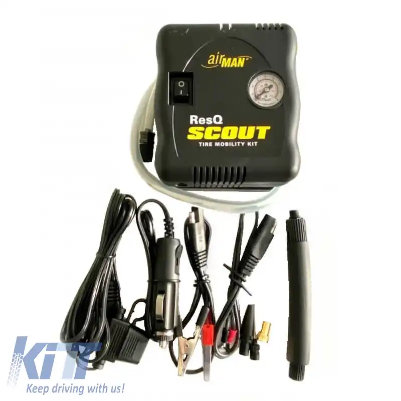 Compresor de aer AirMan ResQ Scout VT 12V cu manometru și sigilant pentru anvelope 100ml 76-086-005-image-6293837