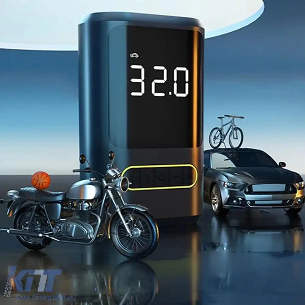 Compresor de aer cu baterie, pompă cu display, bancă de alimentare, lanternă-image-6205129