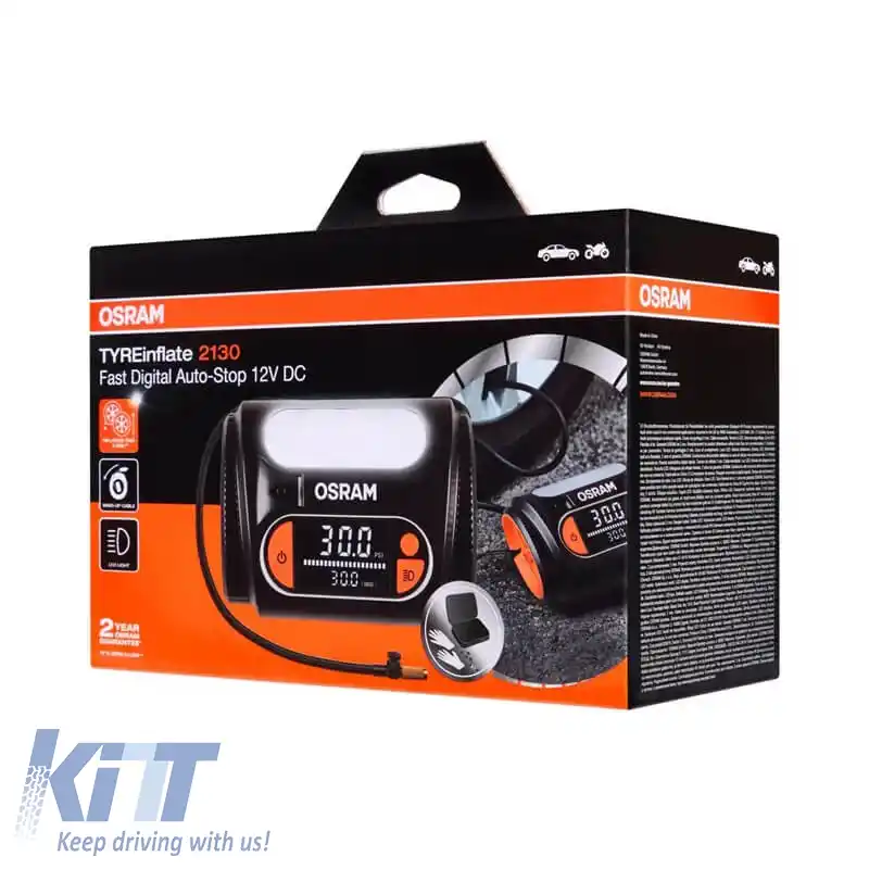 Compresor de aer digital, lumină LED 2 în 1 Osram TYREinflate 2130 12V 180W OTI2130-image-6318913