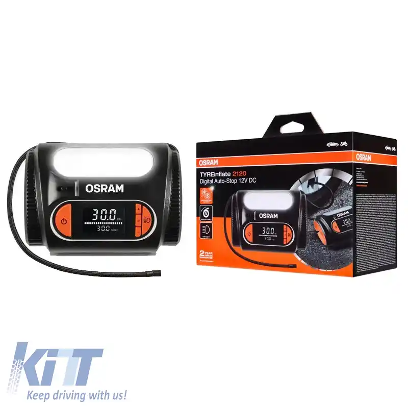 Compresor de aer digital, lumină LED 2 în 1 Osram TYREinflate 2120 12V 180W OTI2120-image-6318917