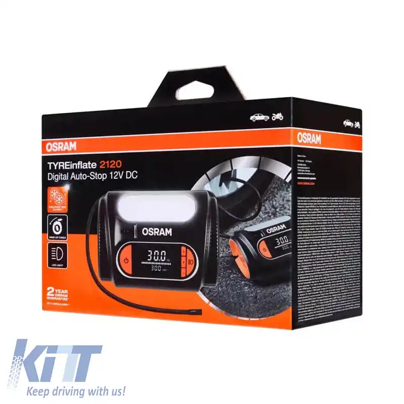 Compresor de aer digital, lumină LED 2 în 1 Osram TYREinflate 2120 12V 180W OTI2120-image-6318922