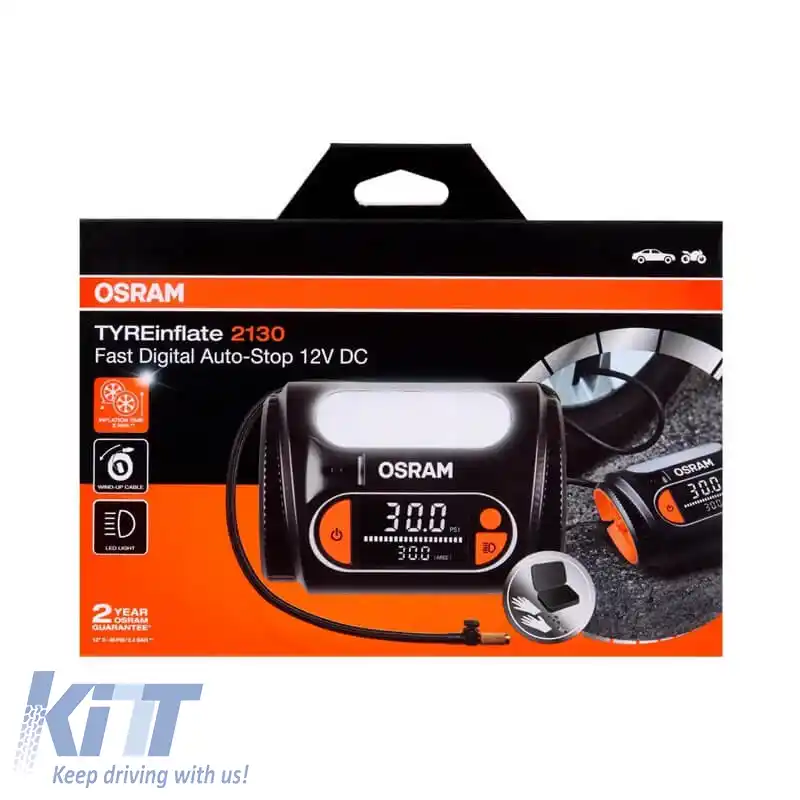 Compresor de aer digital, lumină LED 2 în 1 Osram TYREinflate 2130 12V 180W OTI2130-image-6319784