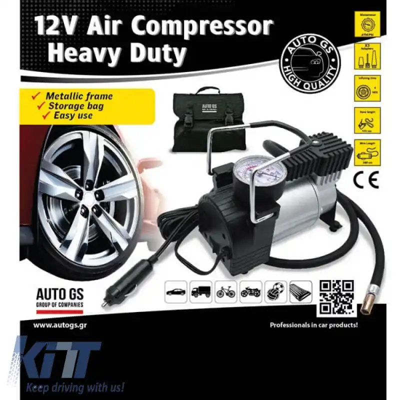 Compresor de aer metalic cu manometru premium, rezistent, 12V, 150Psi 15114-image-6293790