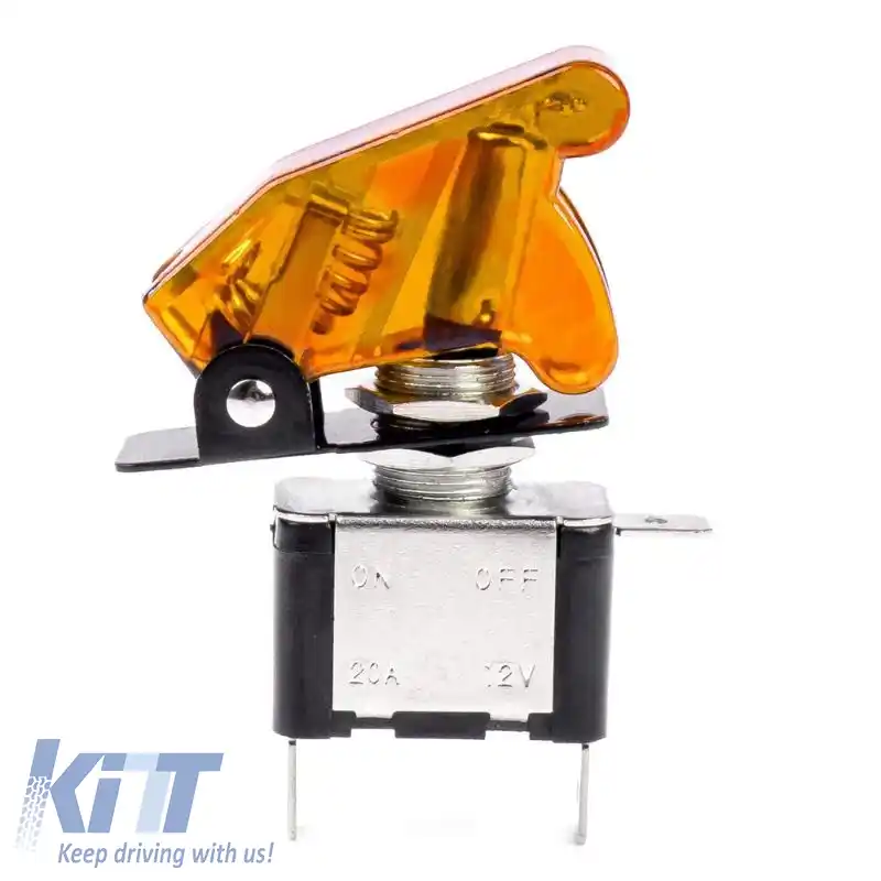 Comutator Tip Aeronave ON/OFF Led Single 12/24 Volt 20A Iluminat Galben Amio 03094-image-6310774