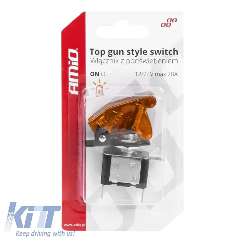 Comutator Tip Aeronave ON/OFF Led Single 12/24 Volt 20A Iluminat Galben Amio 03094-image-6310776