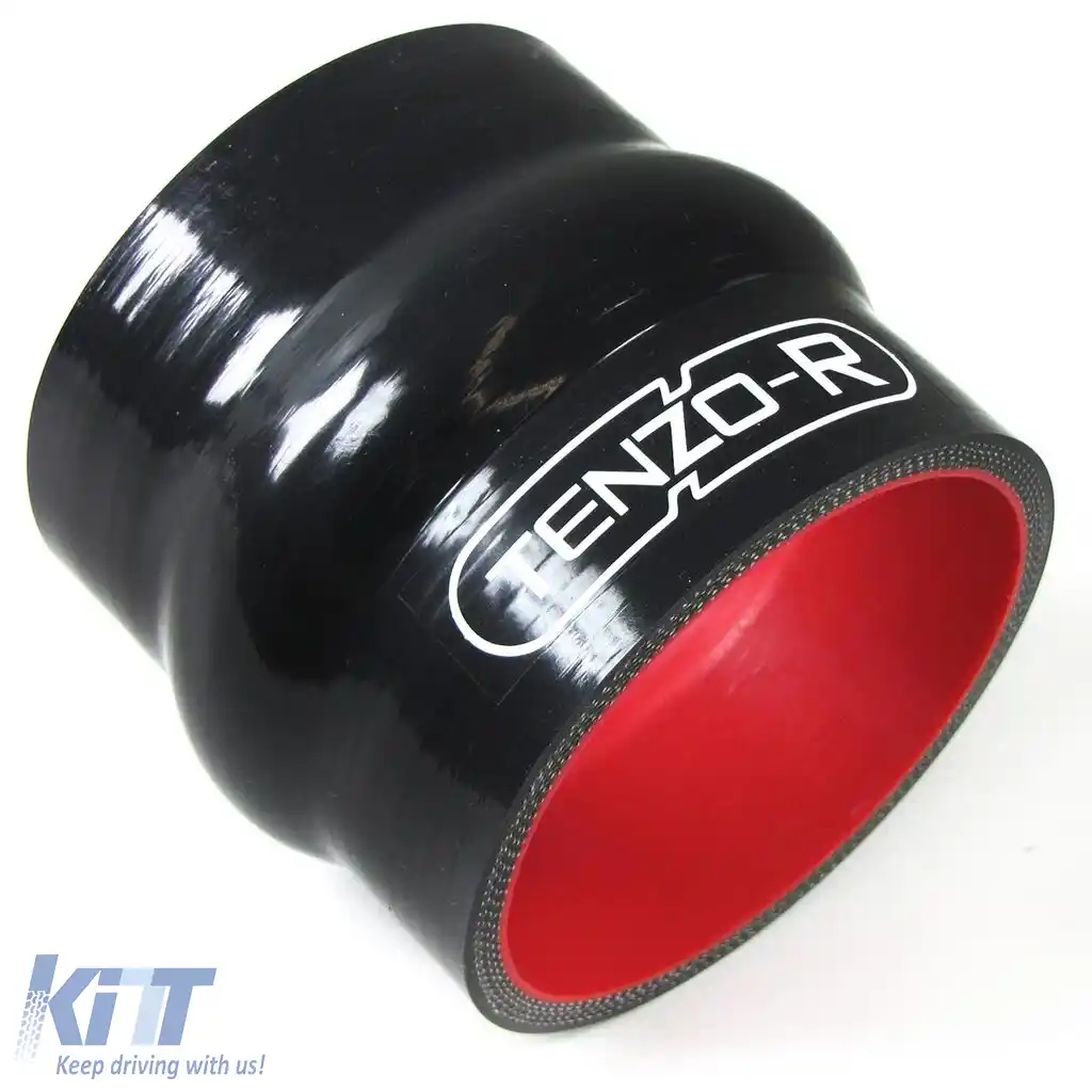 Conector drept întărit din silicon Tenzo-R cu cot de 76mm negru roșu