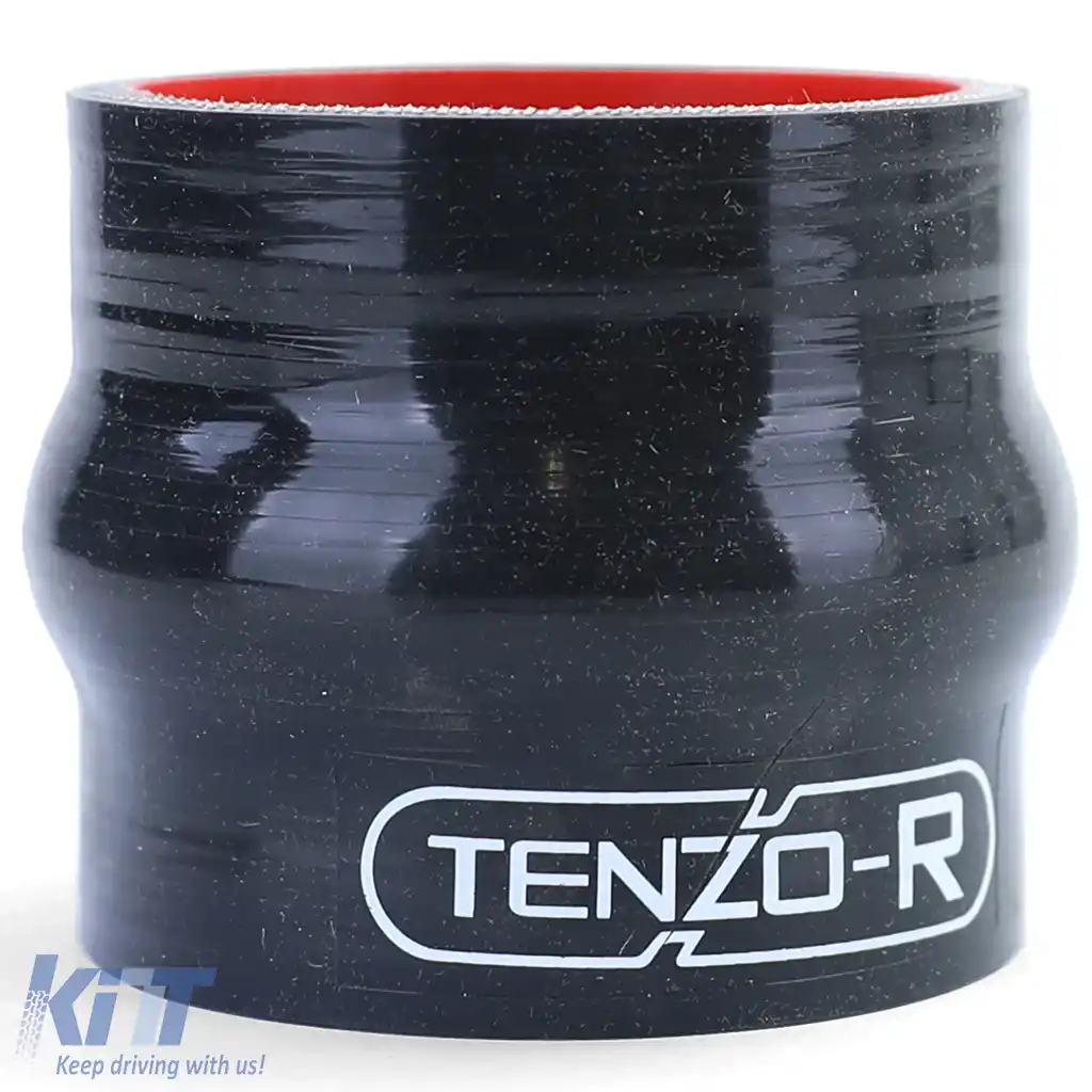 Conector drept întărit din silicon Tenzo-R cu cot de 76mm negru roșu-image-6199031