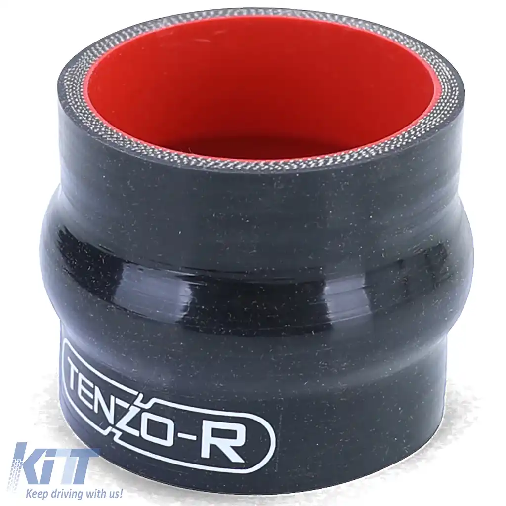 Conector drept întărit din silicon Tenzo-R cu cot de 76mm negru roșu-image-6199032