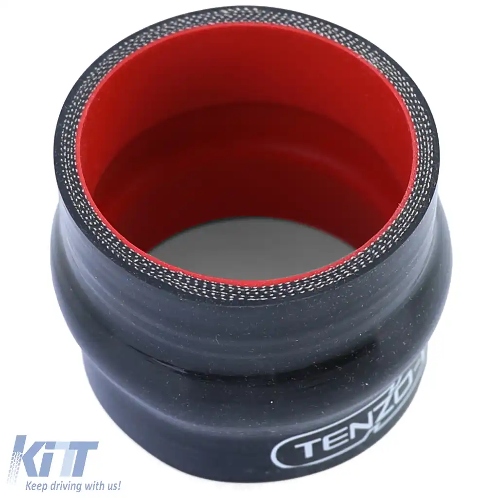 Conector drept întărit din silicon Tenzo-R cu cot de 76mm negru roșu-image-6199033