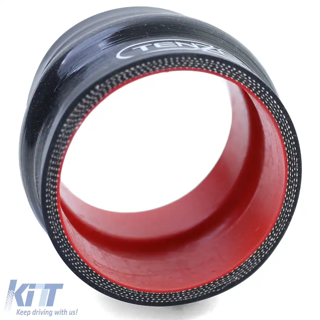 Conector drept întărit din silicon Tenzo-R cu cot de 76mm negru roșu-image-6199035