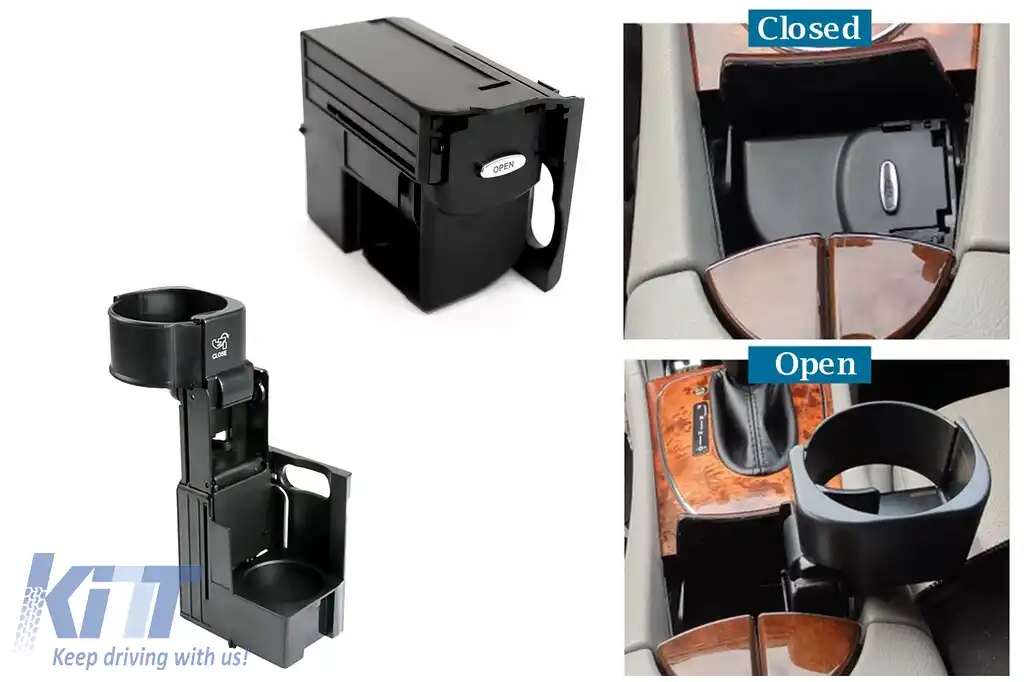 Consola Centrala Suport Pahare compatibil cu Mercedes CLS W219 (2003-2010) E-Class W211 S211 (2002-2009) Negru