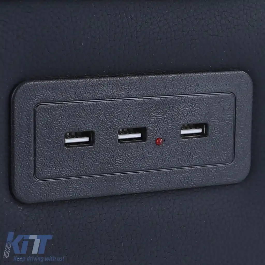 Console central confort cu compartiment de stocare și USB, piele neagră, potrivită pentru VW Bus T5 T6 din 03-image-6197768