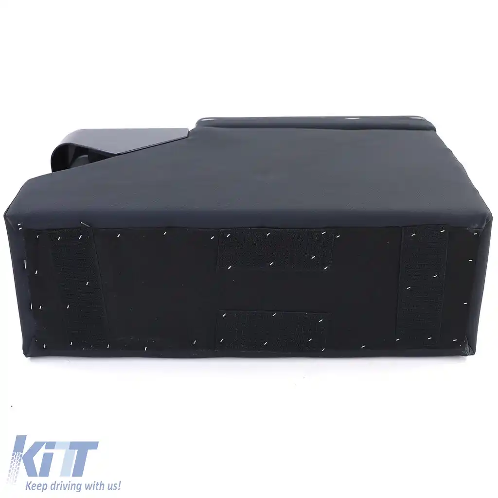 Console central cu compartimente de stocare, piele neagră lucioasă, potrivită pentru VW Bus T5 T6 din 03-image-6206447