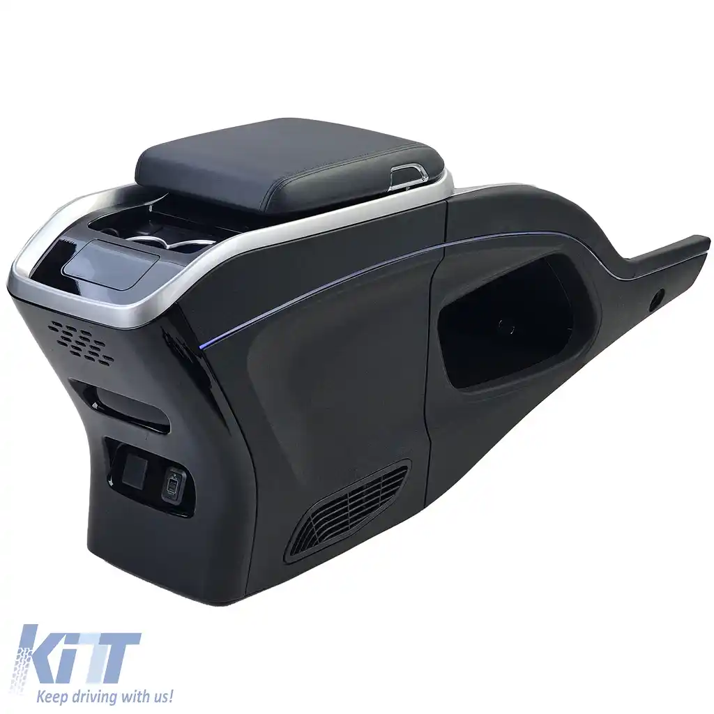 Console central de lux neagră cu frigider, potrivită pentru Mercedes V-Class W447 14-23-image-6207524