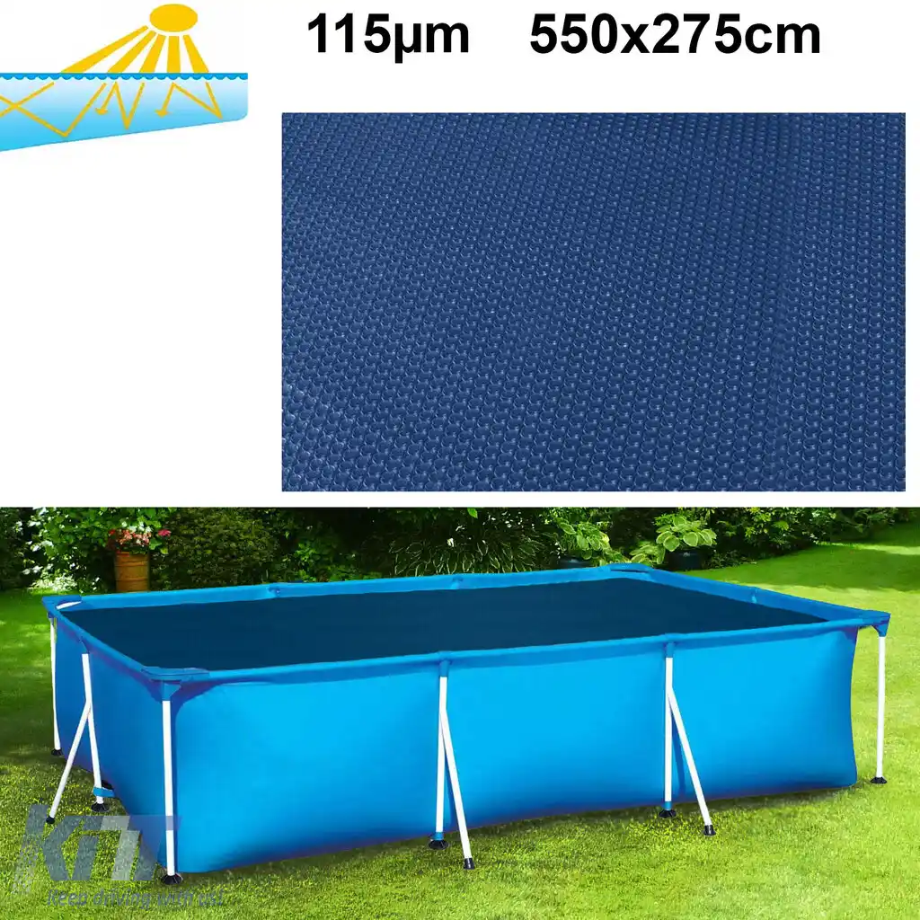 Coperți solare pentru piscină 550x275cm, încălzitor de piscină, folie solară, 115µm, albastru-negru